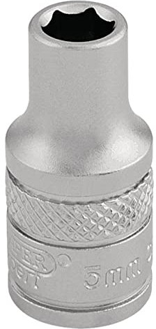 Draper 16508 1/4 Square Drive Micro Satin Chrome Metric Socket, 5 mm Size, Blue