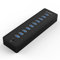 ORICO USB 3.0 Hub 10 Puertos con Interruptores de Alimentación y Adaptador de Corriente 45W (12V4A), Hub de Datos de Alta Velocidad 5 Gbps para Ordenador de Sobremesa PC Portátil MacBook iMac