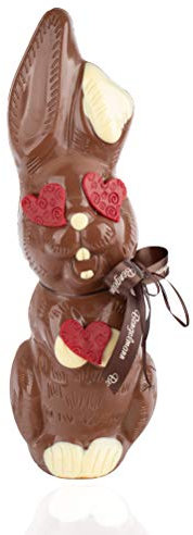 Großer Schoko Osterhase XL 1kg - 47cm groß - Vollmilch-Schokolade - Deutsche Handarbeit - Ostergeschenk aus der Schokoladen-Manufaktur Bengelmann