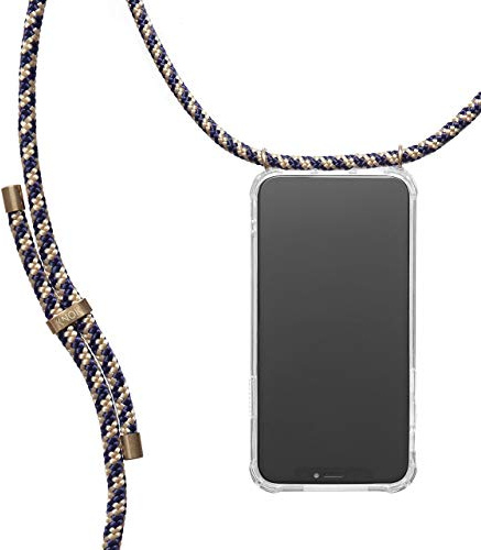 KNOK Premium Handykette für Apple iPhone 11 Pro, Majestic, transparent | Silikonhülle mit fest verbundener Kordel zum Umhängen, stoßfest, ideal für Festival, Konzert oder Alltag, robust