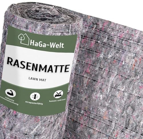 HaGa Rasenmatte 1m x 50m – biologisch abbaubarem Baumwollvlies – schnelles Wachstum mit eingebetteten Rasensamen – ideal für Garten & Hangbefestigung – natürlicher Rasenteppich mit echten Grassamen
