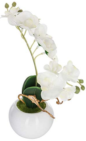 Atmosphera Künstliche Orchidee im Topf, 25 cm, Farbe: Weiß