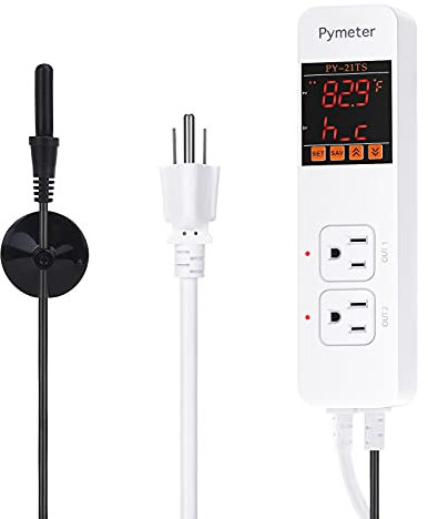 Pymeter Digital Temperature Controller Heat Mat Thermostat Reptile Heating Pad Aquarium Temp Controlled Outlet for Greenhouse Heater