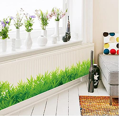 TOSSPER Frische Grüne Gras Baseboard PVC Wandaufkleber Sockelling Kinder Wohnzimmer Schlafzimmer Badezimmer Küche Kindergarten Balkon Wohnkultur