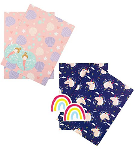 Hallmark Geschenkpapier und Geschenkanhänger für jeden Anlass, 4 Bögen und 4 Anhänger in 2 Designs