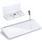 Varhomax Tableau blanc de bureau en verre avec rangement, tableau blanc effaçable à sec, liste de tâches, support de clavier pour la maison, le bureau et les fournitures scolaires (blanc)