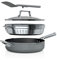 Ninja Foodi NeverStick 4 Quart Pan with Lid, Strainer, & Spatula, Oven Safe, Sea Salt Grey