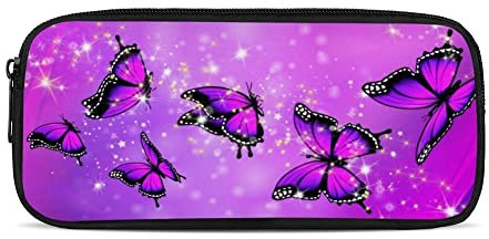 chaqlin Federmäppchen mit Kristall-Schmetterlingen für Mädchen, Kinder,Schule, Stoff,Stifteetui,Aufbewahrungstasche, Stiftehalter, Marker,Organizer,Büro,Schulbedarf,niedliche Schreibwarentaschen