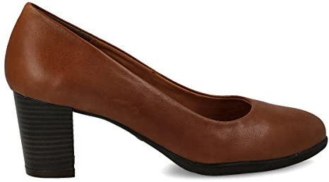 PAYMA - Damen Leder Schuhe Pumps mit Integrierter Gel Einlegesohle. Kleid Schuhe aus Spanien. Absatz 6 cm. Farbe: Braun 6cm, Größe: EU 40