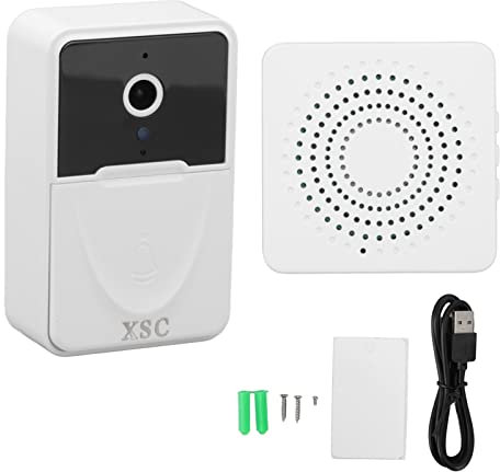 Wireless Doorbell Camera ABS 1000mah Battery Video Doorbell Kit, Wire- Doorbell, WiFi Smart Video Voice Monitorings Remote Control Doorbell with Ding Dong for Home