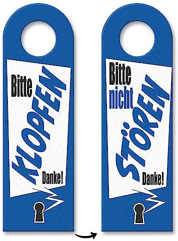 Bitte nicht stören oder klopfen Türhänger mit Schlüsselloch Motiv in blau als praktisches Türschild für Menschen die nicht gestört werden wollen wenn sie am arbeiten sind