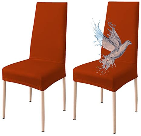 Poligino Stuhlhussen 2er Set Wasserdicht Stretch Universale Weich und Bequem, Stuhlbezug für Haus, Küche, Hochzeit, Restaurant, Party, Hotel, Zeremonie, Bankett - Orange