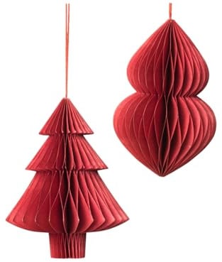 Broste Copenhagen Christmas Mix Papierhänger Pompeian red, Set bestehend aus 2 Aufhängern, 70090514