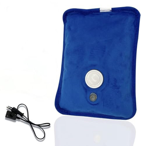 Botella de agua caliente eléctrica eléctrica, botella de agua caliente - Alivio rápido del dolor - Bolsa de agua caliente - Temperatura máxima 75ºC - 600W - Azul