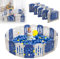 LARS360 Baby Laufgitter mit Tür und Spielzeugboard Laufstall Aktivität Baby Absperrgitter Faltbar Krabbelgitter aus Kunststoff Baby Playpen Safety GateSchutzgitter für Baby Kinder (18 Panel)