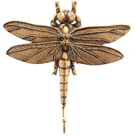 Widdop and Co Hestia Resin Gold Metalic Dragonfly Wall Hook 24cm