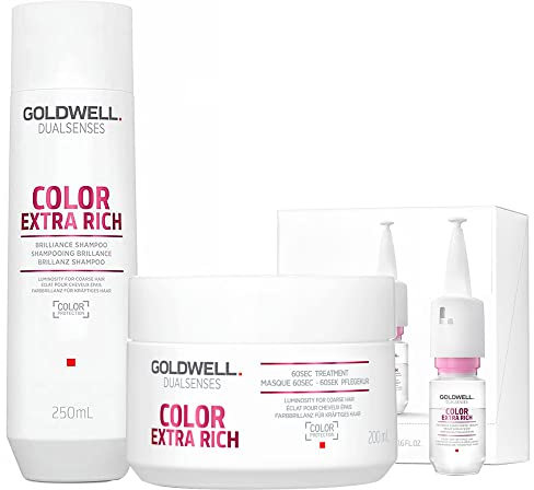 Goldwell Dualsenses Color Extra Rich Brilliance Shampoo 250ml Mask 200ml Serum 12x18ml thick and coloured hair
