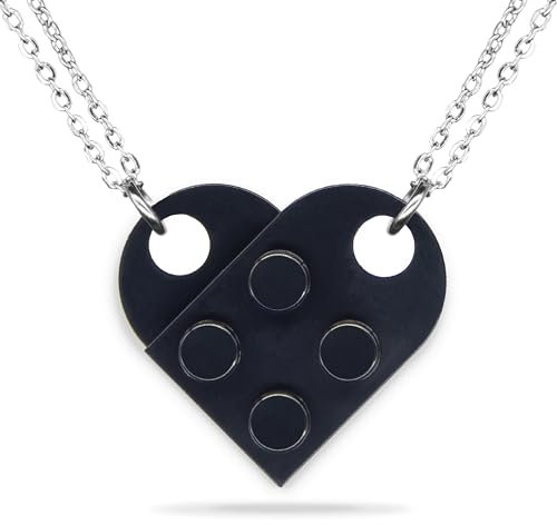 NumeroPhi 2 originelle Halsketten für Paare | echte Ziegel | Herzkette Bräutigam | Geschenkidee zum Valentinstag oder Jahrestag, One Size, Edelstahl, Nicht zutreffend