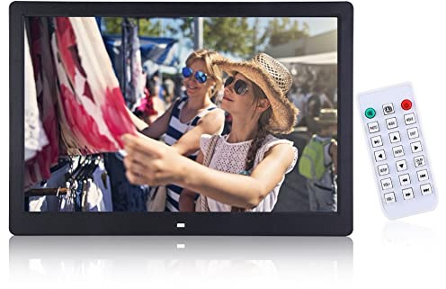 Digitaler Bilderrahmen 15.4 Zoll, Elektronischer Fotorahmen LED Anzeige 1280 x 800 HD Uhr Kalenderfunktion Foto-Video Diaschau KEIN WiFi, nur für USB und SD-Karte (EU-Stecker)