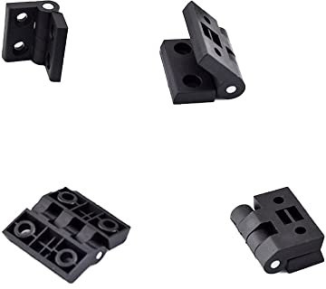 4 cerniere per porte, in plastica nera, pieghevoli, per cassetti, armadietti, cancelli e scatole di distribuzione (57 x 46 mm)