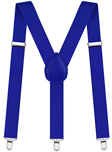 Aomig Hosenträger für Herren, Hosenträger Herren Breit 3,5 cm mit Sehr Starken 3 Metall Clips, Einstellbar und Elastisch Y Form Einheitsgröße Hosenträger für Männer und Damen Arbeitshosen (Blau)