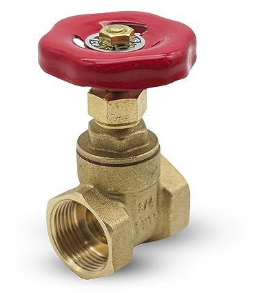 DOJA Barcelona | Absperrschieber | Sicherheits Absperrhahn | Roter Griff | Messing | 1er Pack | 3/4 | Drehbarer Wasserhahn | Absperrventil für Bewässerungsdurchflussregelung, Gartenschlauch etc.