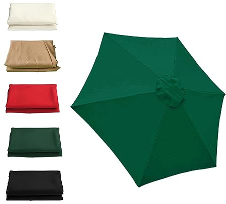 JEDAL Housse De Rechange pour Parasol, 6 Baleines 2M/2.7M/3M Toile De Rechange pour Parasol D'extérieur, Protection Solaire UV 30+ (auvent Uniquement) (Color : Green, Size : 3m(10ft))