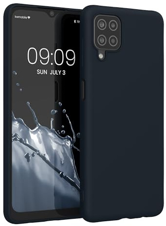 kwmobile Hülle für Samsung Galaxy A12 TPU Case - Handyhülle unterstützt kabelloses Laden, Flexible Schutzhülle, gummiertes Cover in Dunkelblau
