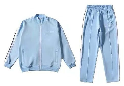 DLUHOS Men/Women Sweatshirts Set Angel & Palm Logo Jogging Suit 2 Pieces Autumn Lightweight Sports Suit Unisex Jogging Costume Hooded and Pant Set, Blue, M