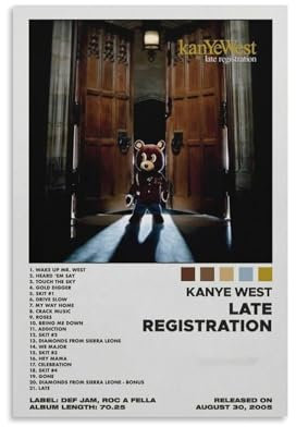 Kanye Poster West Late Registration Music Album Cover Poster Country Pop Sänger Musik Poster für Zimmer Ästhetische Retro Leinwand Wandkunst Drucke Raumdekor 40 x 60 cm ungerahmt