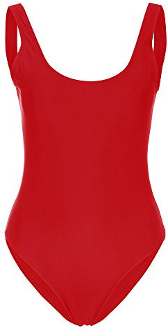 Baywatch Badeanzug Damen Rot EIN mit einem elastischer Schnitt Retro-Anzug für Low Baden hochwertiges Stück Frauen Rücken 's Set Badeanzug Damen Sportlich (Red, L)