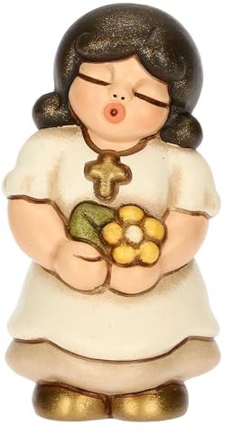 THUN, Bomboniera Bimba Prima Comunione/Cresima in Ceramica Decorata a Mano, 3.7 x 3.3 x 7 cm h