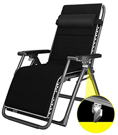 Tumbona Reclinable con Cojines para Jardín Exterior Camping Piscina Diseño Playa | Tumbonas Plegables reclinables, Color Negro, máx. 160 kg