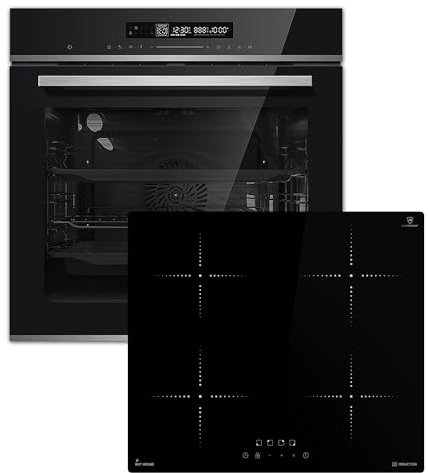Autarkes Herdset: 60cm Einbaubackofen EB8017ED + 59cm Induktionskochfeld IH85900RL | Katalyse | Pizzafunktion | Grill | Umluft | Heißluft | Automatik-Timer | SET8017IH859RL