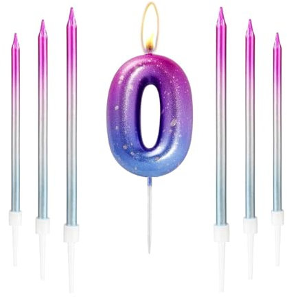 0 Birthday Candles Number Candles, Birthday Candles for Cake, 10 20 30 60 70 80th Birthday Cake Candles Cake Topper for Birthday Party Wedding Company Anniversaries Cake Decorations