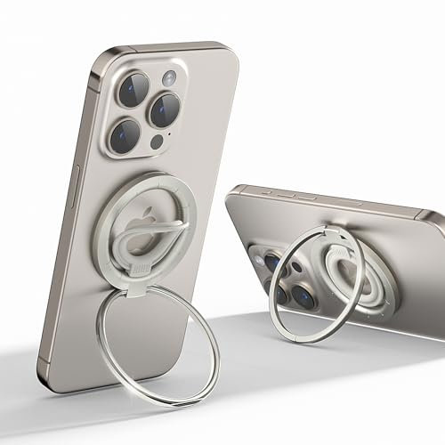 QBrand Magnetic Phone Ring Holder, 360° Rotatable Gym Finger Ring Grip Stand, [Dual-Sided Magnet] Magnetic Phone Grip Adjustable Kickstand for iPhone 16 15 14 13 12/Pro/Max, Samsung, All Smartphone