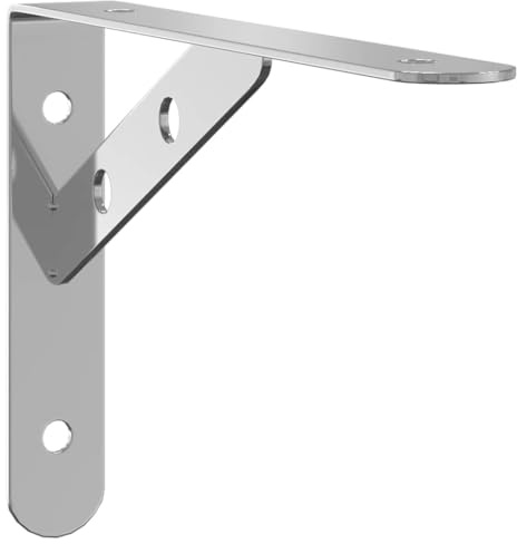 vidaXL Regalträger 4 STK., Regalwinkel mit Löchern, Regalhalter ür Bücherregal Küchenregal Gartenregal, Regalkonsole, Silbern Edelstahl