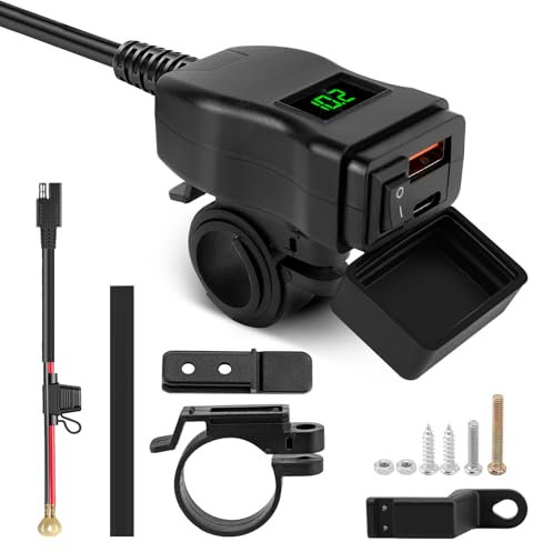 WODHMIEY Enchufe USB A+Type C Moto,Kit Cargador De Motos,Cargador USB Para Moto 12-24V, Ahorro De Energía Rápido,Dispositivo Seguro, Soporte De Carga Doble Dispositivo (Verde), Verde