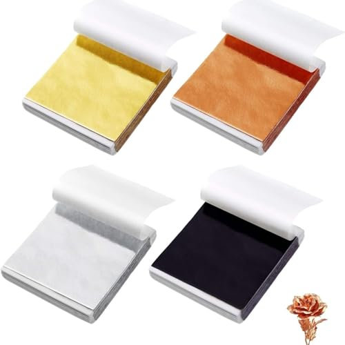 Missione per Foglia Oro - Set Completo di Colla per Decorazione con Foglie d'Oro e Foglie d'Argento, Ideale per Artigianato, Pittura e Design Unici