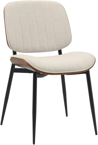 CLP Esszimmerstuhl Tiffin I Polsterstuhl mit Bugholz I Küchenstuhl mit Rückenlehne I gepolsterter Wartestuhl, Farbe:walnuss/Creme, Material:Stoff