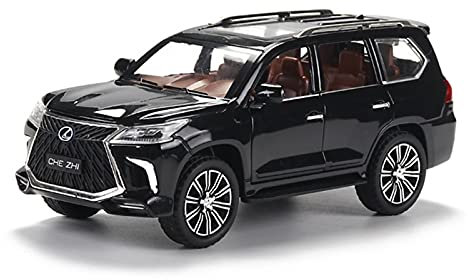 CHENXIAOLAN Miniaturmodelle Für Lexus LX570 SUV 1 24 Zinklegierung Simulation Zurückziehen Spielzeugauto Modell Für Erwachsene Fertigmodell(Schwarz)