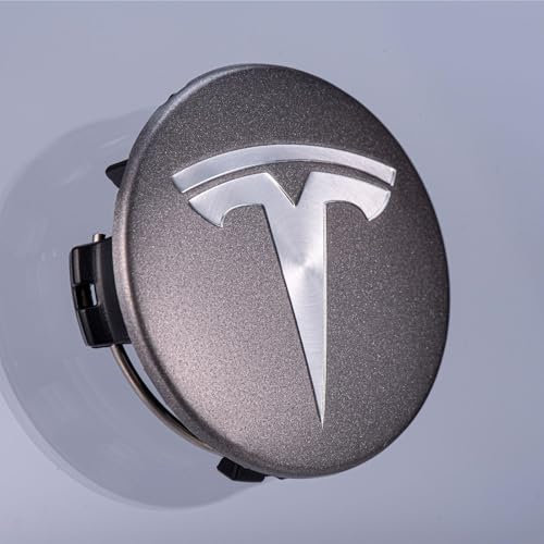 CRELLM 4 Stück Auto Nabendeckel Radnabenkappen für Tesla Model 3/X/S/Y 60mm, Radnabenabdeckung Felgendeckel Felgenkappen Nabenkappen Wheel Caps,normal-Grau