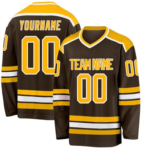 BOSSETY Personalisiertes Eishockey Trikot, Atmungsaktives Piqué-Mesh, Kinder/Erwachsene, Personalisieren Sie es mit Ihrem Namen/Team/Nummer (DE/NL/SE/PL, Alphanumerisch, Einheitsgröße, Standard, 1-E)