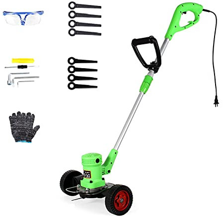 Rasenmäher, 680 W Hochleistungs-Plug-in-Rasenmäher mit Walze, 3-Gang-Einstellung, Handschub-WeederStyles-Klinge, Kleiner Haushalts-Rasentrimmer