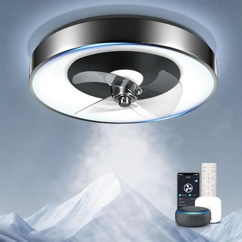 Aigostar - Ventilador Techo Alexa con Luz, 40W, 4400LM, 2700K-6500K Regulable, Ventilador de Techo Alexa, con Mando a Distancia y Gateway, 6 Velocidades, 50CM