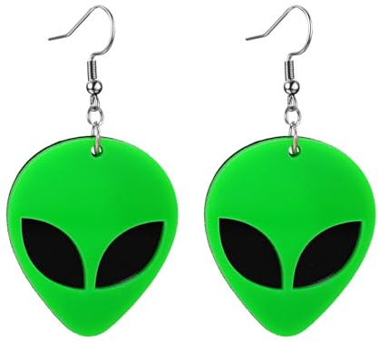 Alien Ohrringe, Halloween Ohrringe Damen, Lustige Statement Ohrstecker mit Weltraum-Alien-Motiv, Alien Acryl Schmuck für Frauen, Party Ohrhänger Karneval
