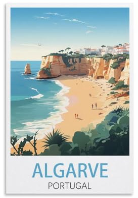 EZMLFA Peinture par numéros pour adultes, Algarve, Portugal, peinture numérique à faire soi-même pour débutants, décoration murale, dessin, cadeau, 40 x 50 cm