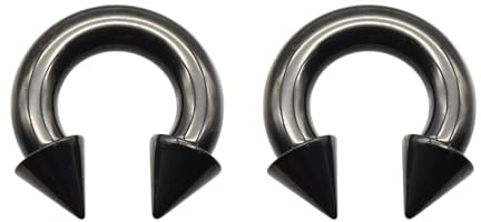 Hufeisenring aus chirurgischem Edelstahl, Spike-Enden, Innengewinde, kreisförmige Barbells für Septum, Nase, Helix, Daith, Körperschmuck, 12G-00G, 10–19 mm (5 x 12–8 mm), 2 Stück