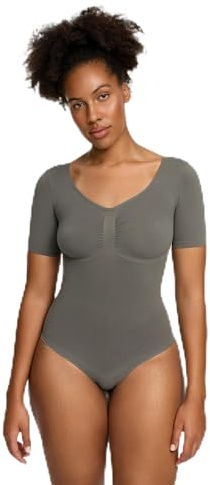 creamy fabrics Shapewear Damen Bauchweg Kurzarm Body mit Slip stark formend | Body Shaper Damen mit kurzen Ärmeln und weichem Stretch für glatte Looks unter Kleidern Hosen Jumpsuits und festliche Outfits