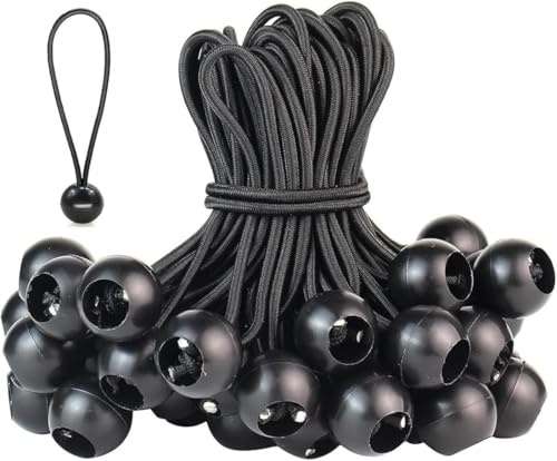 30PCS Bungee Cord with Balls, 10cm Bungee Ball Cords, Small Bungee Cords Heavy Duty, Suitable for Securing Tarpaulins, Posters, Tents, Banners, Cargo